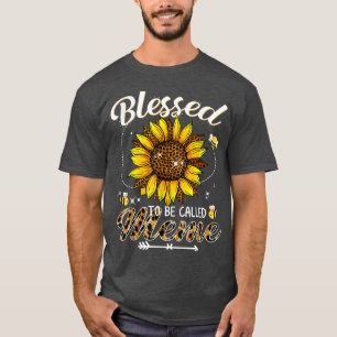 Blessed To Be Called Meme Funny Leopard Sunflower  T-Shirt