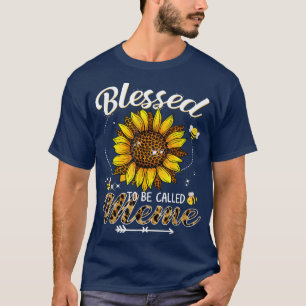 Blessed To Be Called Meme Funny Leopard Sunflower  T-Shirt