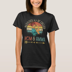 Blessed To Be Called Mom & Amma Women Rosie Retro  T-Shirt