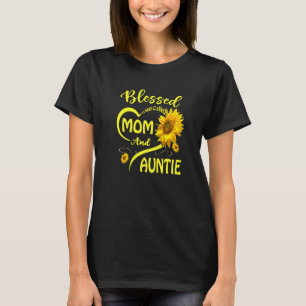Blessed To Be Called Mom And Auntie Sunflower Moth T-Shirt