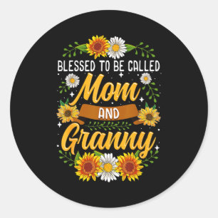 Blessed To Be Called Mom And Granny Shirt Cute Sun Classic Round Sticker