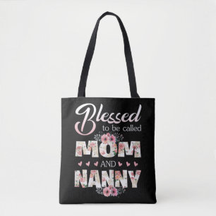 Blessed To Be Called Mom And Nanny Colourful Xmas Tote Bag
