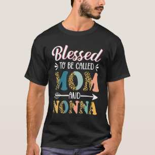 Blessed To Be Called Mom And Nonna Leopard Mother' T-Shirt