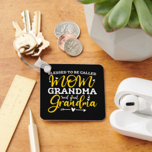 Blessed To Be Called Mom Grandma And Great Grandma Keychain