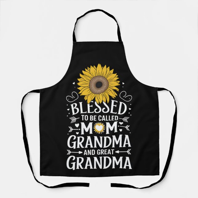 Blessed To Be Called Mom Grandma Great Sunflower Apron (Front)