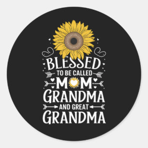 Blessed To Be Called Mom Grandma Great Sunflower Classic Round Sticker