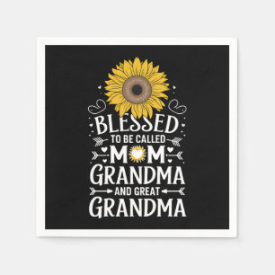 Blessed To Be Called Mom Grandma Great Sunflower Napkin