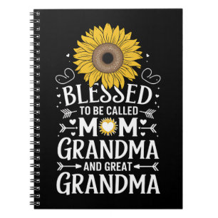 Blessed To Be Called Mom Grandma Great Sunflower Notebook