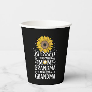 Blessed To Be Called Mom Grandma Great Sunflower Paper Cups