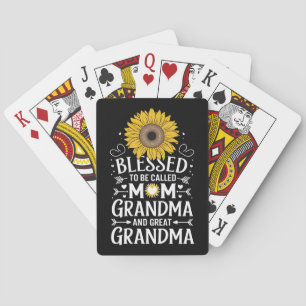 Blessed To Be Called Mom Grandma Great Sunflower Playing Cards