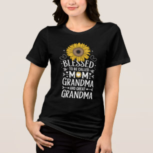 Blessed To Be Called Mom Grandma Great Sunflower Tri-Blend Shirt