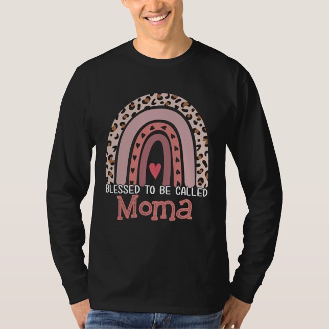 Blessed To Be Called Moma Rainbow Leopard Print Mo T-Shirt (Front)