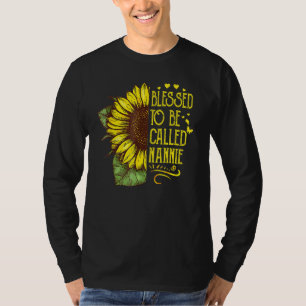 Blessed To Be Called Nannie Grandma Sunflower Moth T-Shirt