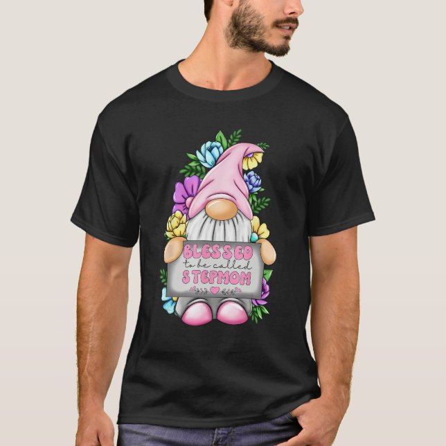 Blessed To Be Called Stepmom Gnome Cute Girl Mothe T-Shirt (Front)