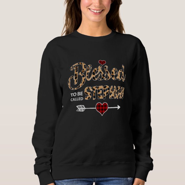 Blessed To Be Called Stepmom Leopard Red Plaid Mot Sweatshirt (Front)