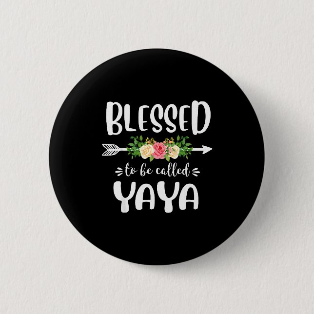 Blessed to be called yaya floral arrow design 2 inch round button (Front)
