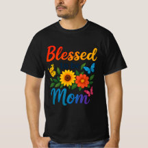 Blessed to Be Mom Colourful Floral Butterfly Tshir