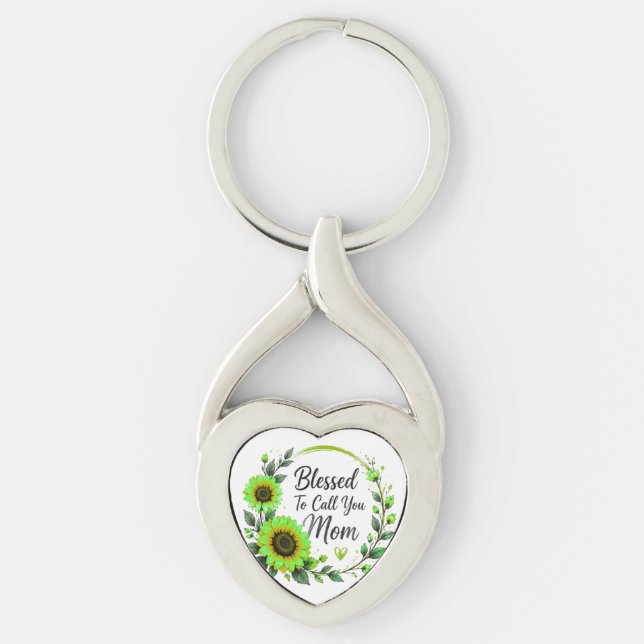 Blessed To Call You Mom Sunflower Keychain (Front)