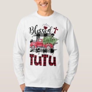Blessed Tutu Red-plaid Christmas T-Shirt