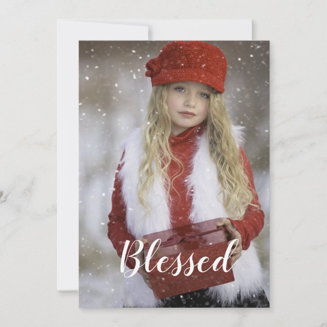 Blessed Typography Christmas Holiday Card (Front)