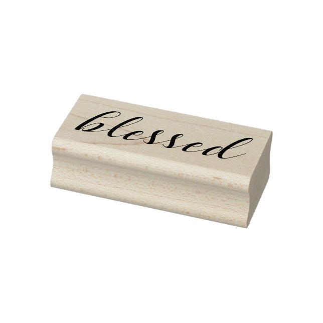 Blessed - Typography Scripte Faith Grateful Quote Rubber Stamp (Stamp)