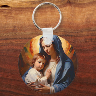 Blessed Virgin Mary and Baby Jesus Keychain