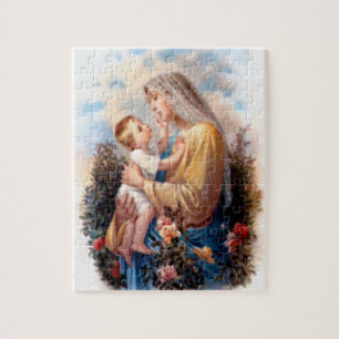 Blessed Virgin Mary and Infant Child Jesus Jigsaw Puzzle