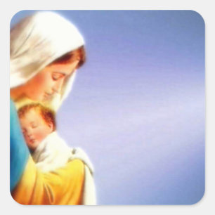 Blessed Virgin Mary and Infant Child Jesus Square Sticker