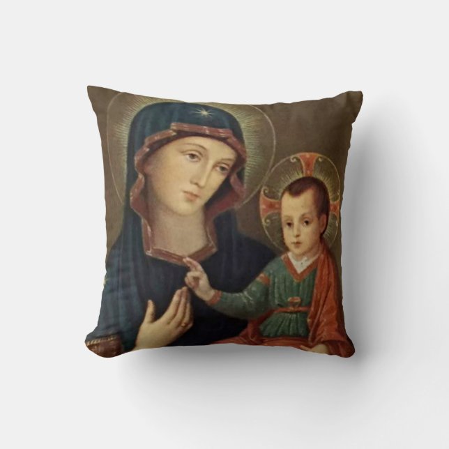 Blessed Virgin Mary Catholic Child Jesus Throw Pillow (Front)