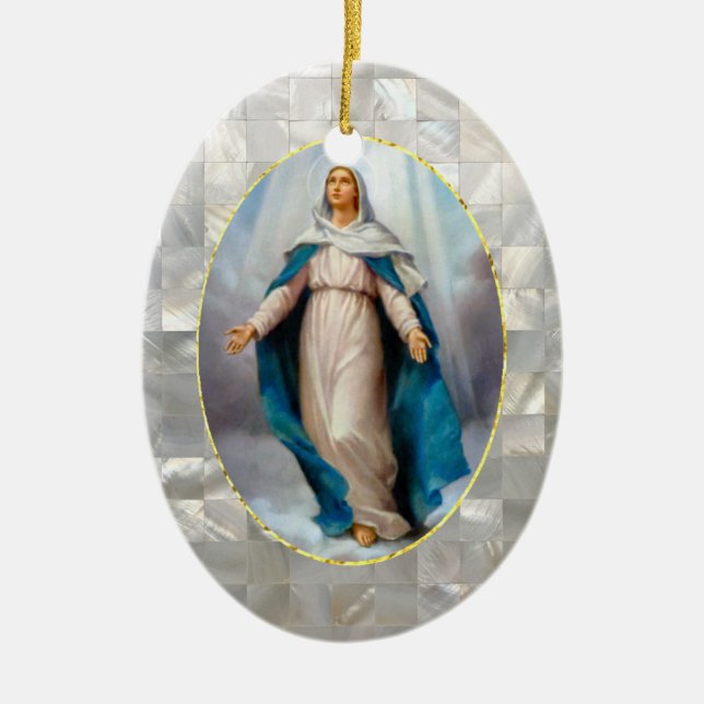 Blessed Virgin Mary Ceramic Ornament (Front)