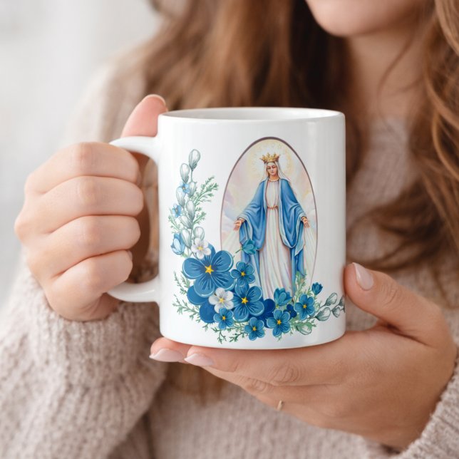 Blessed Virgin Mary Flowers  Memorare Prayer Coffee Mug (Creator Uploaded)
