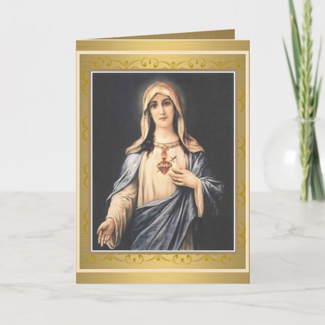 Blessed Virgin Mary Immaculate Heart Religious Card (Front)
