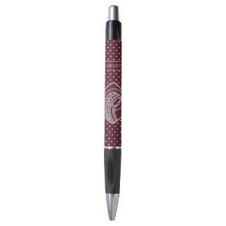Blessed Virgin Mary in White Lace on Burgundy Pen