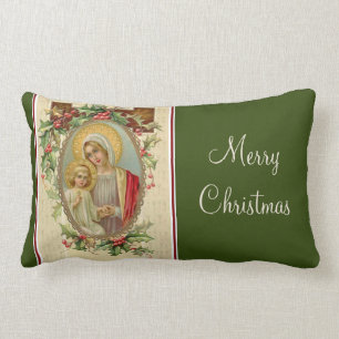 Blessed Virgin Mary Jesus Christmas Vintage Lumbar Pillow
