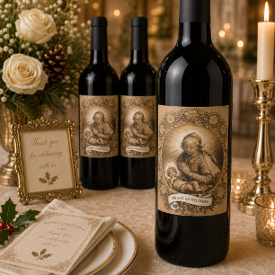 Blessed Virgin Mary Jesus Christmas Vintage Wine Label