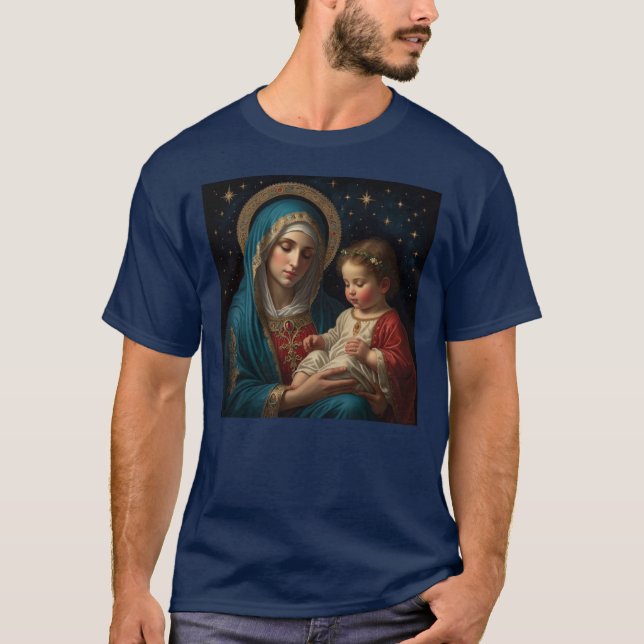 Blessed Virgin Mary & Jesus Nativity Christmas T-Shirt (Front)