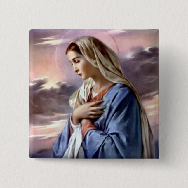 Blessed Virgin Mary - Mother of God 2 Inch Square Button (Front)