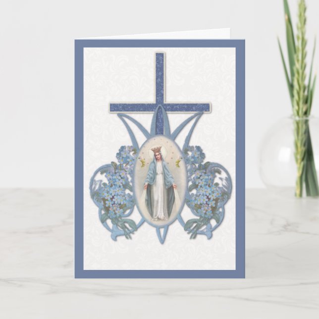 Blessed Virgin Mary Mother with Flowers Card (Front)
