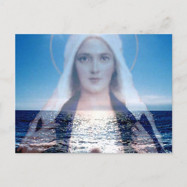 Blessed Virgin Mary Over the Ocean Postcard (Front)