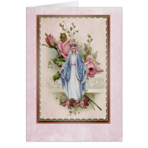 Blessed Virgin Mary Pink Roses Catholic
