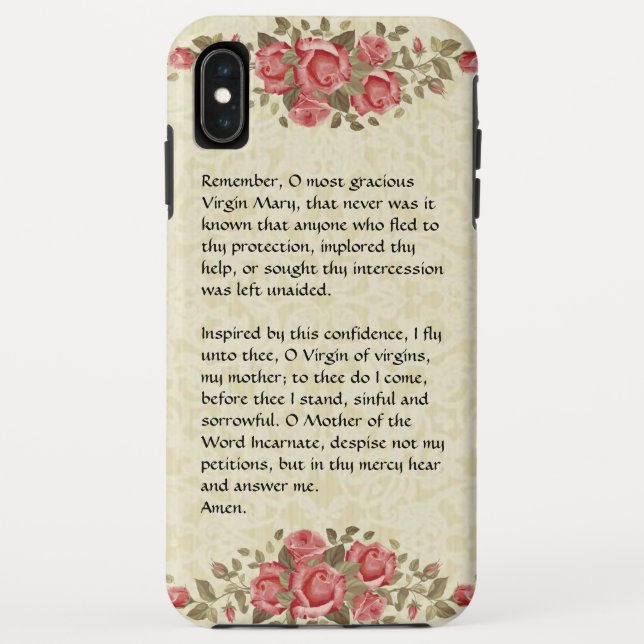 Blessed Virgin Mary Prayer Memorare Roses Case-Mate iPhone Case (Back)