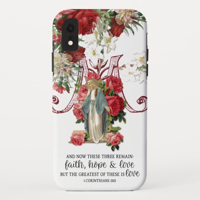 Blessed Virgin Mary Scripture Religious Floral Case-Mate iPhone Case (Back)