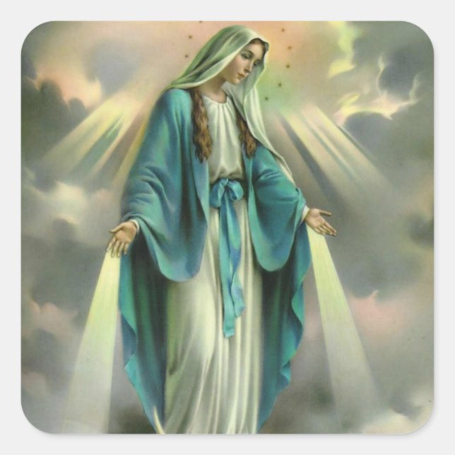 Blessed Virgin Mary Square Sticker (Front)