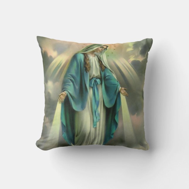Blessed Virgin Mary Throw Pillow (Front)