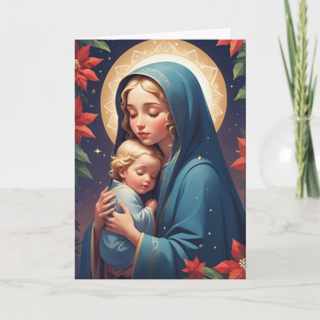 Blessed Virgin Mary Traditional Catholic Holiday Card (Front)