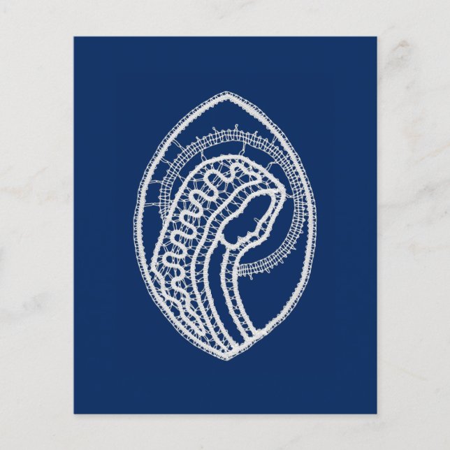 Blessed Virgin Mary, white lace, navy blue (Front)