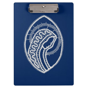Blessed Virgin Mary, white lace, navy blue Clipboard