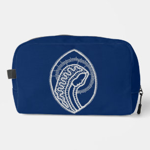 Blessed Virgin Mary, white lace, navy blue Dopp Kit