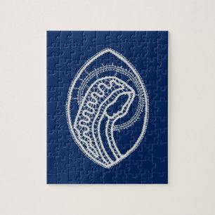 Blessed Virgin Mary, white lace, navy blue Jigsaw Puzzle