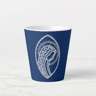 Blessed Virgin Mary, white lace, navy blue Latte Mug